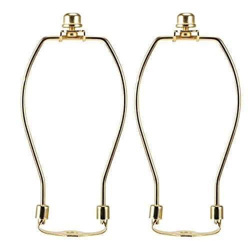 7 Inch Brass Lamp Harp Holder Kits with Finials and Detachable Saddle Bases, Light Duty, Saangseon Set of 2 DIY Lighting Accessories Horn Frame Lamp Shade Brackets