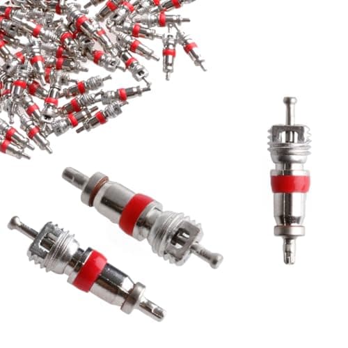 100PCS Premium Tyre Tire Valve Cores, Nickel Plated Valve Stem Core Part Replacement, Universal Tire Valve Stem Core for Most Automotive, RV, ATV & Air Conditioning, Motorcycles and Bicycles