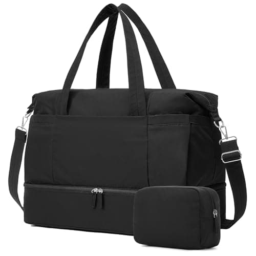 Vorspack Duffle Bag for Travel - 40L Gym Bag for Women Men Personal Item Travel Bag with Shoe Pocket Toiletry Bag Lightweight Carry On Bag for Weekender Overnight Sports - Black