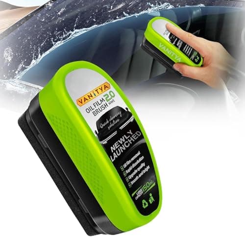 VANITYA Oil Film Cleaning Brush 2.0 Upgrade | Automotive Windshield Cleaner Tool | Car Glass Oil Film Remover, Anti-Glare Windshield Cleaning Brush with Sponge Head for Clear & Streak-Free Driving
