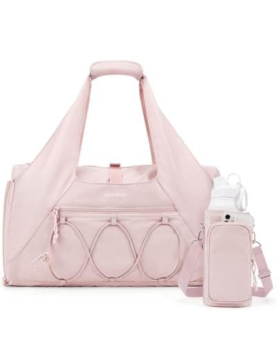 BAGSMART Gym Bag for Women Lightweight Duffel with Shoe Compartment Tote Bag with Wet Pocket for Yoga Travel Pink