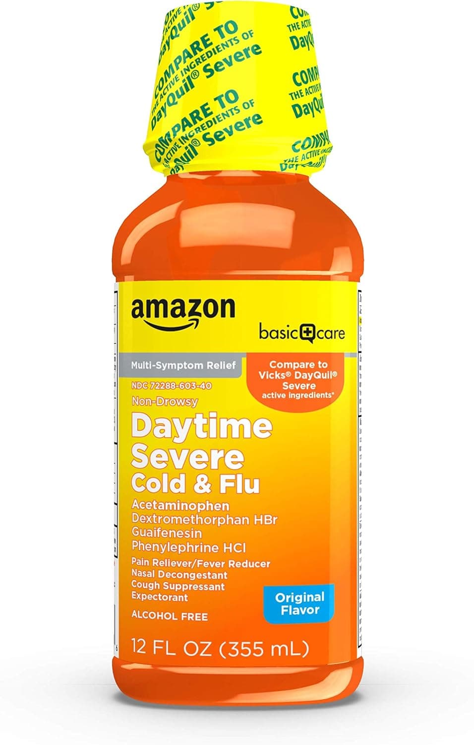 Severe Daytime Cold and Flu Maximum Strength Liquid Cold Medicine NonDrowsy MultiSymptom Relief for Adults and Children Age 6 and Over Original 12 fl oz Pack of 1