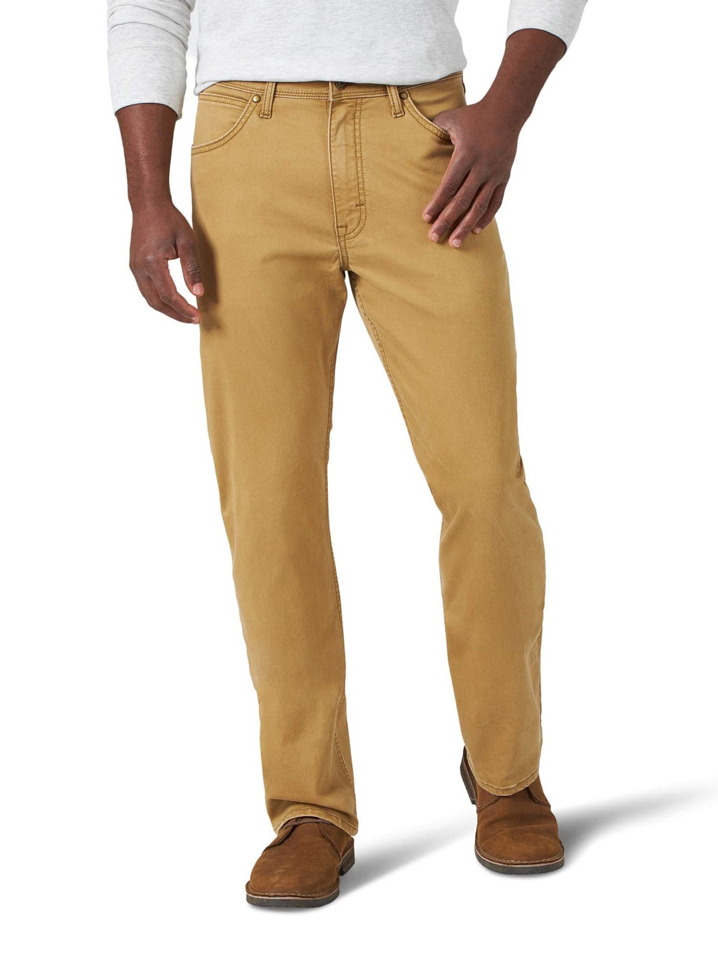 Wrangler Authentics Men's Straight Fit Twill Pant, Brushed Almond, 34W x 34L