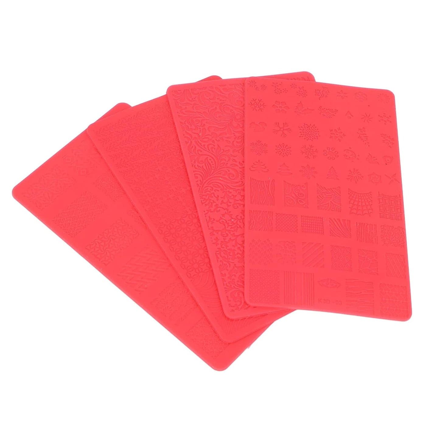 4pcs 3D Nail Art Template Soft Silicone Nail Art Carving Template Flexible Nail Art Tool for
