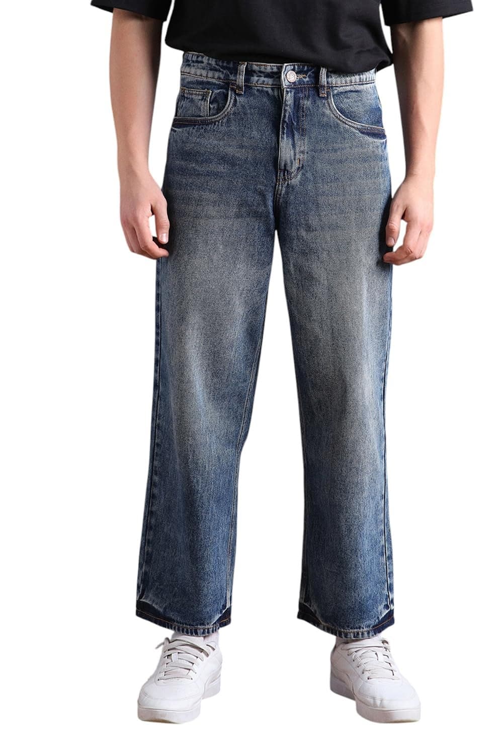 Hubberholme Men Cotton Washed Baggy Mid-Rise Jeans 19