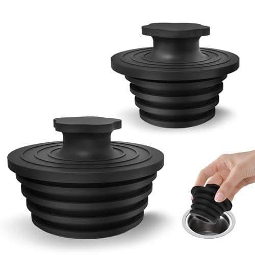 Bathtub Drain Stopper - 2 Pack Silicone Universal Shower Drain Cover, Tub Stopper Bathtub Drain for Bathroom, Tub, and Shower Drain - Easy Install Shower Drain (Black)