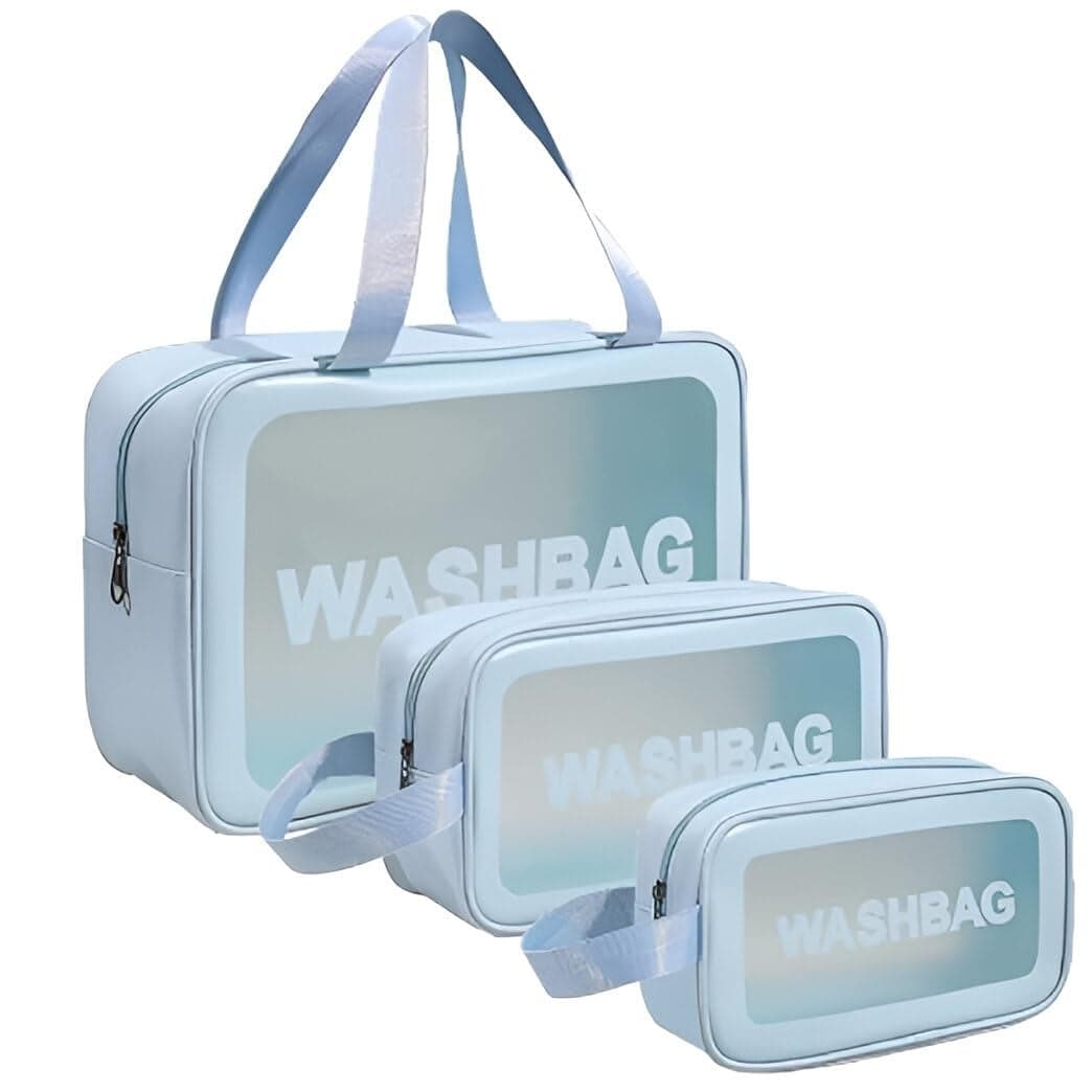 Portable Makeup Toiletries Organizer Travel Cosmetic Bag for Women Bathroom Storage Pouch Ideal for Makeup Skincare and ToiletriesSet of 3Multicolor