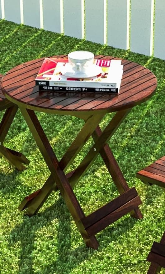 GAID WOOD Coffee Table Sheesham Wood Round Folding for Bedroom Living Room Hall Home Office Wooden Furniture Solid Wood Tables for Garden Outdoor Table Size 235 x 23 Inch Brown