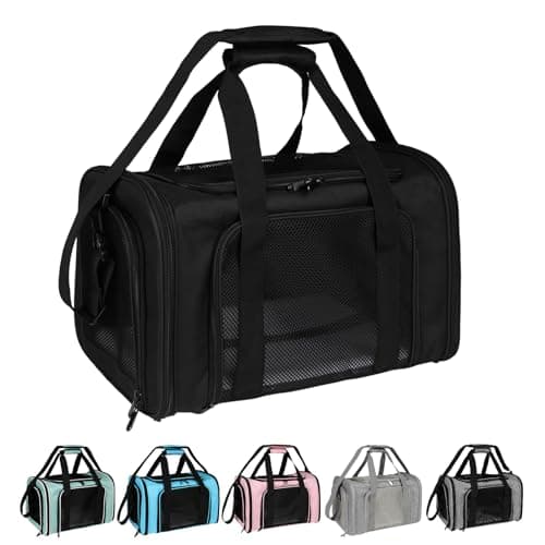 Top tasta Dog Cat Carrier Pet Carriers for Small Medium Large Cats Dogs Carrier Soft Sided Small Puppy Dog Carrier Portable Foldable Airline Approved Dog Cat Travel Carrier Black Medium