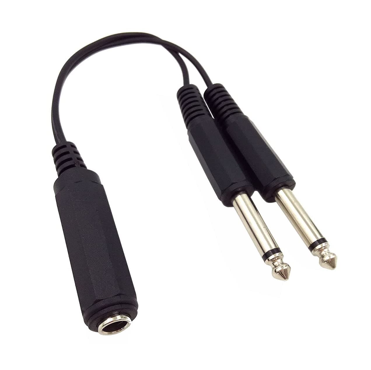 Qaoquda 635mm 14 inch TRS Stereo Female to 2 Dual 14 Inch TS Mono Male Y Splitter Adiuo Cable 20cm8inch 635F2M
