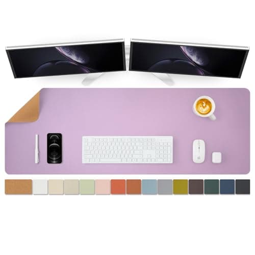 Large Cork Desk Mat - 47.2"x 17" Desk Pad for Office and Home - Ideal for Large Mouse Pad and Desk Mats on Top of Desks(Purple)