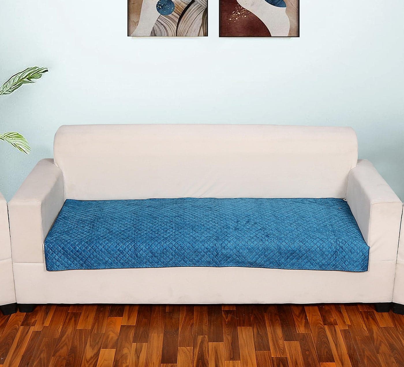 AMAZE ATTIRES Velvet Printed Sofa Seat Cover For 5 Seater With Heavy Antiskid Backing&Easily Machine Washable Sofa Seat Runner For Couch(22 InchesX48 Inches - 1 Piece,22X68 Inch - 1 Piece)Aaqsr009