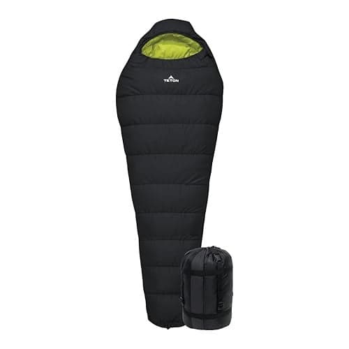 Teton LEEF Lightweight Mummy Sleeping Bag Perfect for Camping Hiking and Backpacking Cold Weather Option Compression Sack Included Black Sage 0F