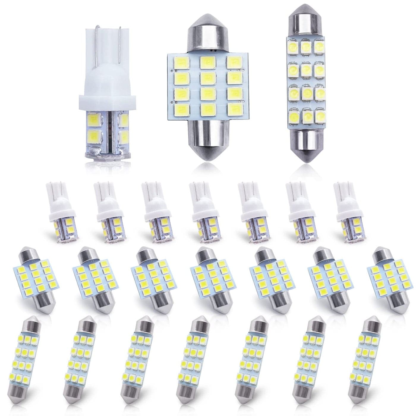 YOGEIER Car Led Bulb Led Combination Set of 24 Sets Used for Car InteriorIndoor Map Dome Trunk License Lights Etc White