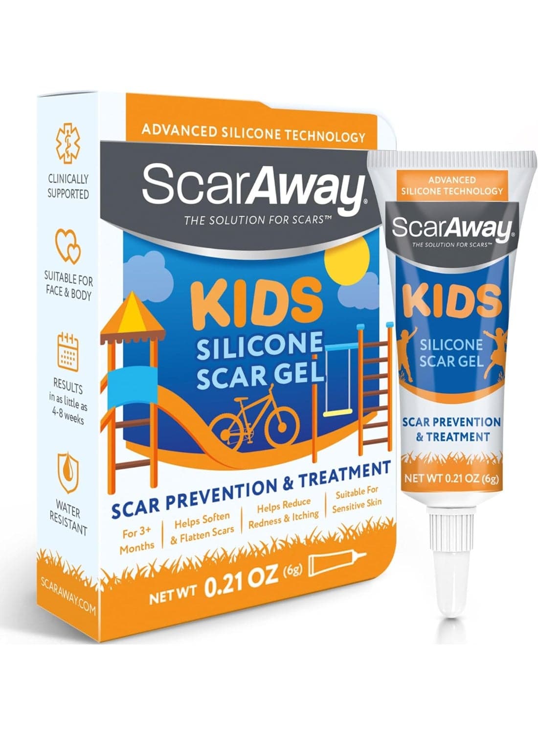ScarAway Kids Scar Gel, Medical-Grade Silicone Scar Gel, Clear, 6g