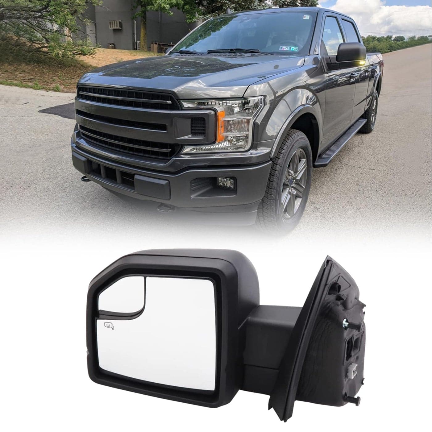 Lqito Left Driver Side Door Mirror with Blind Spot Glass Assembly Fits 20152020 Ford F150 With Turn Signal Light Power Heated 6Pins Replaces FL3Z17683CB