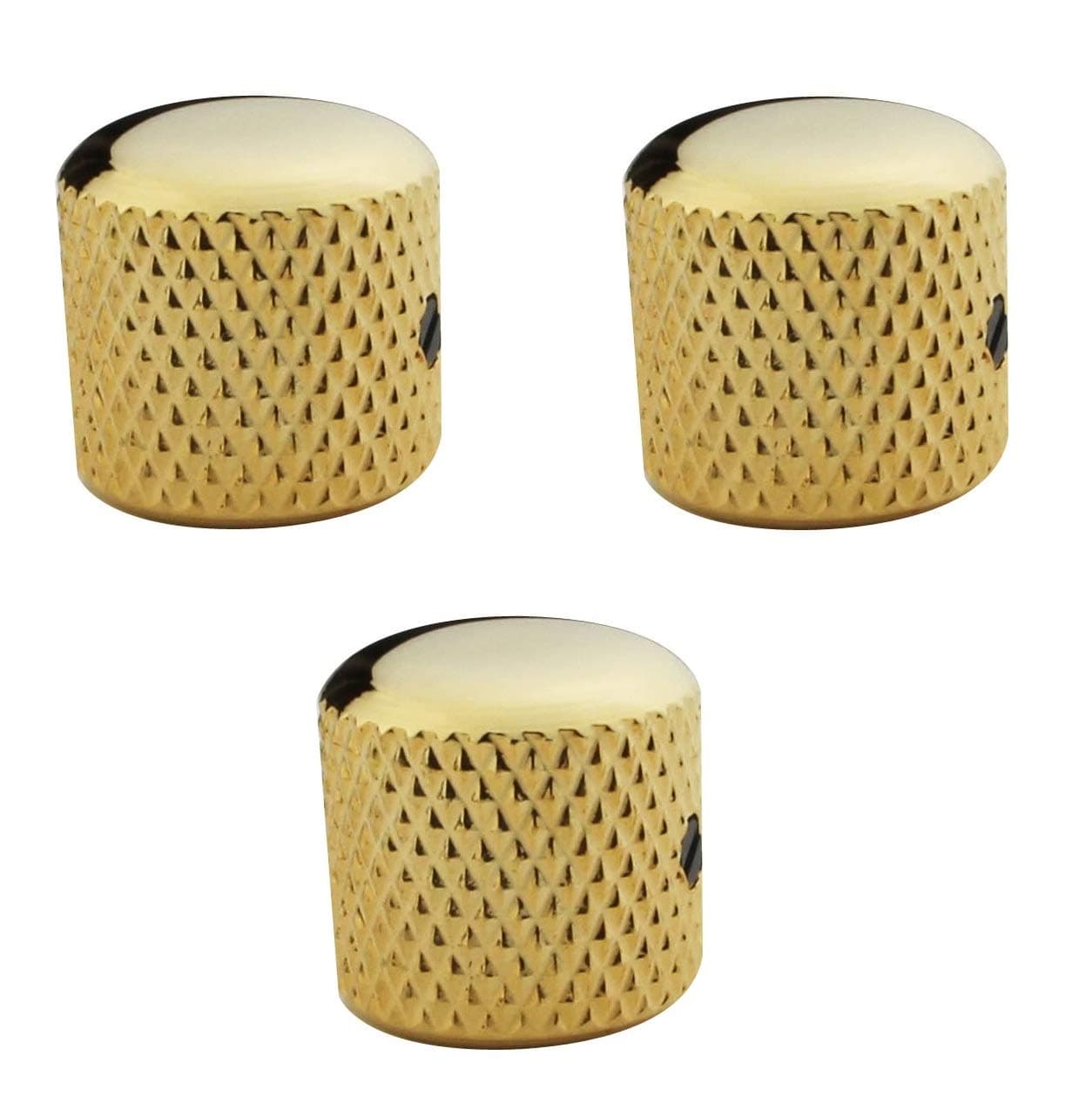 Guyker 3Pcs Guitar Control Knobs with 6mm (0.24") Dia. Shaft Pots with Adjust Wrench - Copper Dome Tuning Potentiometer Knob with Hole Replacement for Electric Guitar or Precision Bass (Golden)