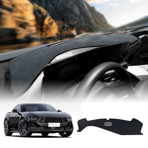KUNGKIC Dash Cover Custom for Ford Mustang 2024 2025 Interior Dashboard Pad Carpet Mat Flannel Sunshield Protector Pad Accessories Non-Slip Black