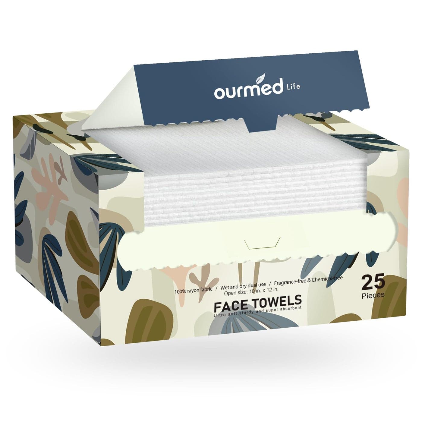 Ourmed Life Face Towels Disposable Biodegradable Facial Towels for Sensitive Skin Lint free Face Wipes for Washing Face Skincare and Makeup Remover Dry Wipes 1012 Extra Large 25 Count