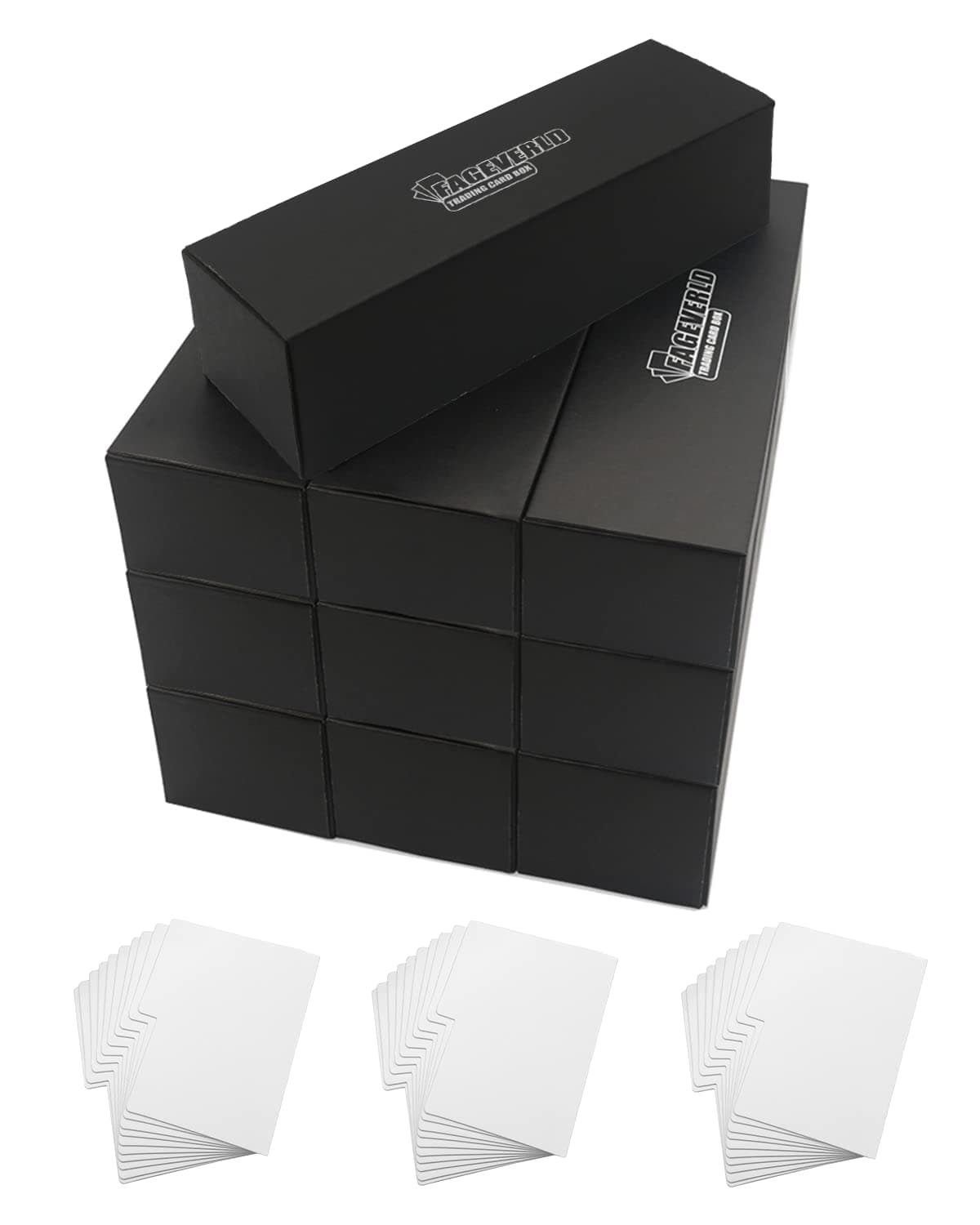 Fageverld Trading Card Storage Box with Dividers 10 Count Cardboard Collector Boxes for Sports Baseball Mtg Black