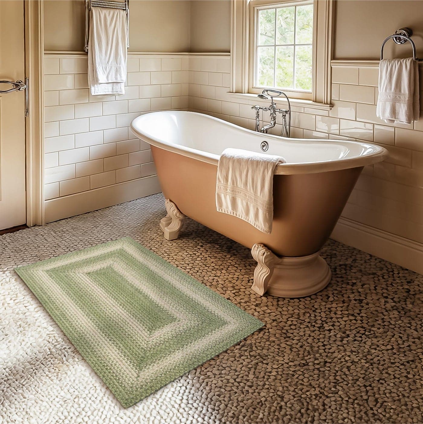 Grassland Green Jute Braided Rugs 20x30 Rectangle Warm Country Rustic Decor Perfect for Laundry Rooms Bathrooms and Entryways Durable and Easy to Clean
