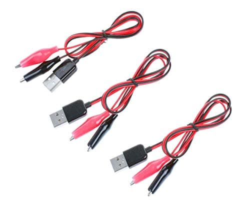 Lheng 3Pcs Alligator Clip to USB Male Test Wire Adapter Red Black Wire Alligator Clip Test Cable 60cm/ 1.96 ft