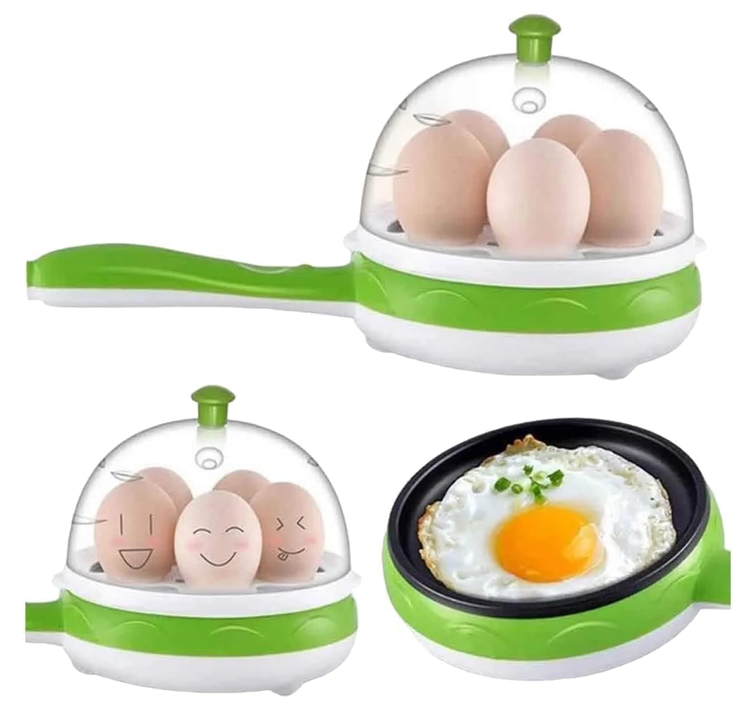 PANKTI Single Handle egg bowler and Capacity of 7 Eggs Egg Boiling NonStick Steamer and Egg Frying Pan Machine 2 in 1 Single Layer Egg Boiler Omelette Maker and Other Egg Variety