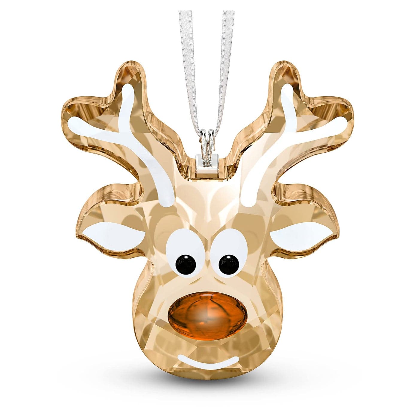 SWAROVSKI Gingerbread Reindeer Ornament for Hanging on a Tree or for Display Gold Crystal with Copper Accent and Print Face Part of The Swarovski Joyful Ornaments Collection