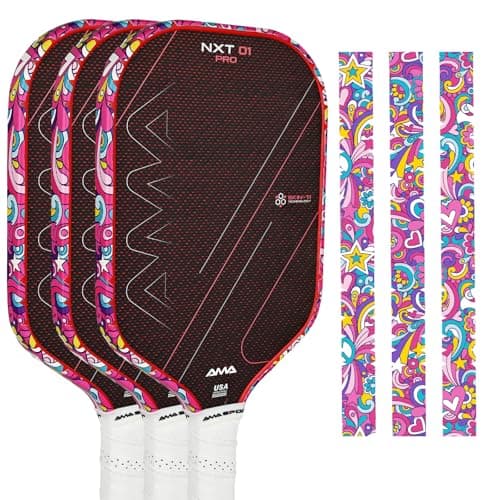 AMA SPORT Pickleball Paddle Edge Guard Tape 3 Pack Edge Protection Tapes 26mm Width Paddle Edge Cover Perfectly Fits Curved Edge Without Wrinkling (Magical Pink)