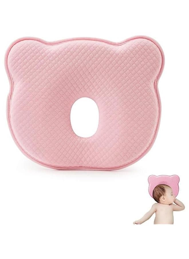 Baby Pillow, Preventing Flat Head Syndrome Nursery Memory Foam Pillows with Cotton Covers,Baby Shaping Pillow and Neck Support Ergonomic Pillow (Pink)