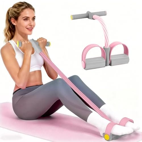 Pedal Resistance Bands with Handles Durable 6Tubes Multifunction Resistance Band Natural Rubber Foot Pedal Resistance Bands Fitness Resistance Bands for Abdomen Waist Arm Leg Pilates Pink