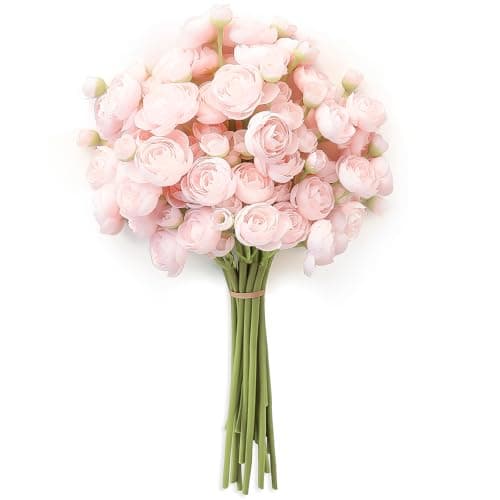 Floroom Ranunculus Artificial Flowers 18 Pcs Blush Faux Silk Mini Ranunculus Bulk Fake Wedding Filler Flowers for DIY Pink Bouquets, Centerpieces, Bridal Shower Decorations & Arrangements