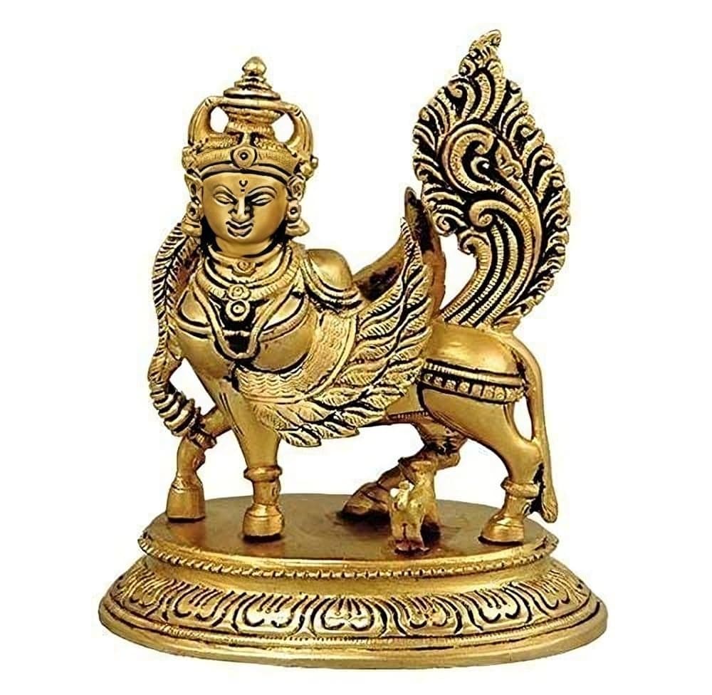 Crown Warriors Metal Kamdhenu Idol Collections Metal Kamadhenu Cow Statue Height65 Money Attraction Cow kaamdhenu Cow with face and Wings Home Decor Pack of 1 Piece