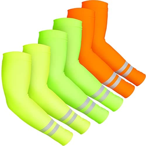 SATINIOR 6 Pairs UV Sun Protection Arm Sleeves for Men Women Reflective Cooling Compression Sleeves Golf Outdoor Sports(Vivid Color)