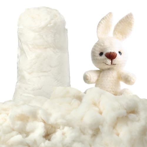 Wesnoy 100g/0.22lb Cotton Stuffing for Stuffed Animals Soft Pillow, Natural Cotton Fiber Filling Batting, for Toys, Cloud Decorations, and More