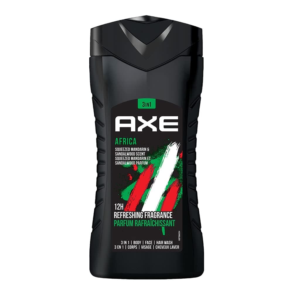 AXE Africa 3 In 1 Body Face Hair Wash For Men LongLasting Refreshing Mandarin Sandalwood Fragrance For Up To 12Hrs Natural Ingredients No Parabens Dermatologically Tested 250Ml
