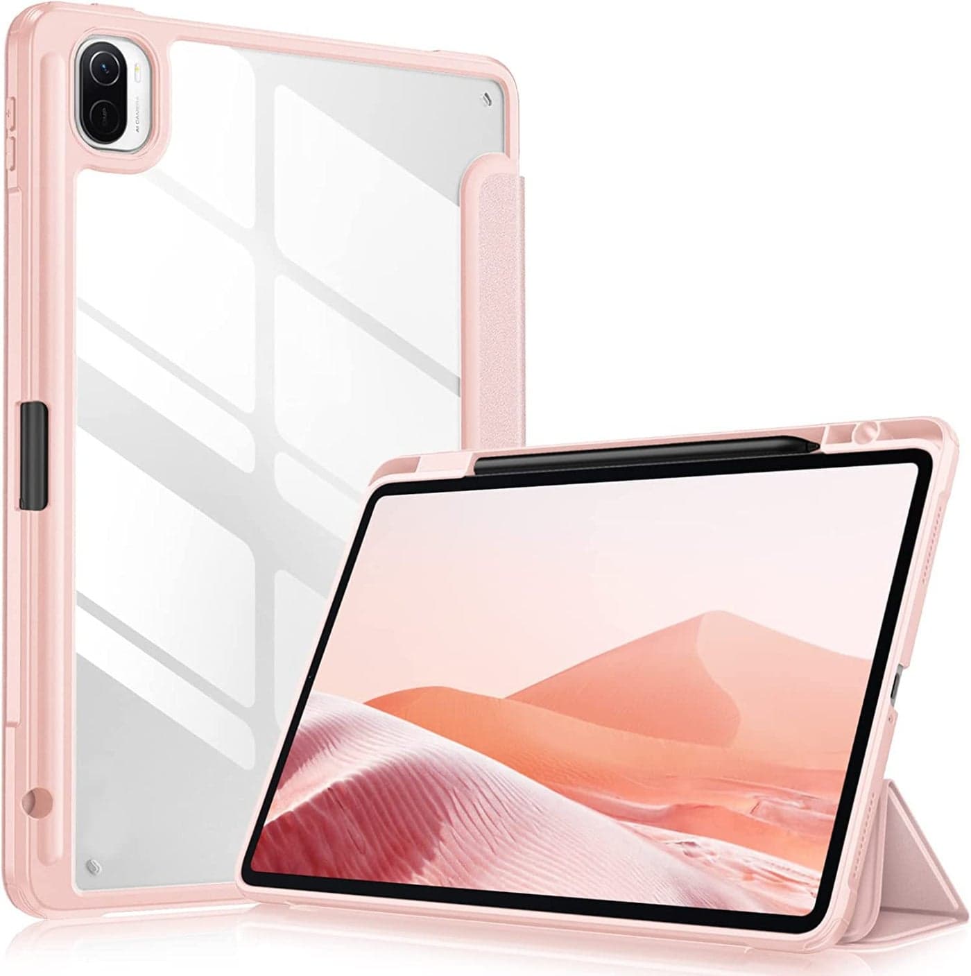 MOCA Case for Xiaomi Pad 5 / Pad 5 11 Pro with Pen Holder,Transparent Hard Shell Back Cover Protective Slim Case for Xiaomi Mi Pad 5 /Pad 5 Pro 11” (Xiaomi Pad 5 11 Inch, Rose Gold)