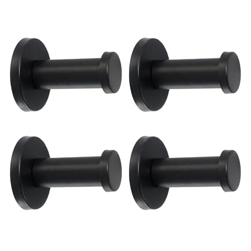 Vanloory Bathroom Towel Hooks 4 Pack Round Coat Hooks Sturdy Wall Mounted Robe Hook SUS 304 Stainless Steel Heavy Duty Clothes Hanger Wall Towel Hooks for Bathroom Bedroom Kitchen 2 in Black