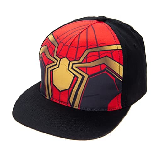 Marvel Spiderman Baseball Cap for Boys, Boys Hat and Fitted Cap, Flatbrim Baseball Spiderman Hat in Red Design