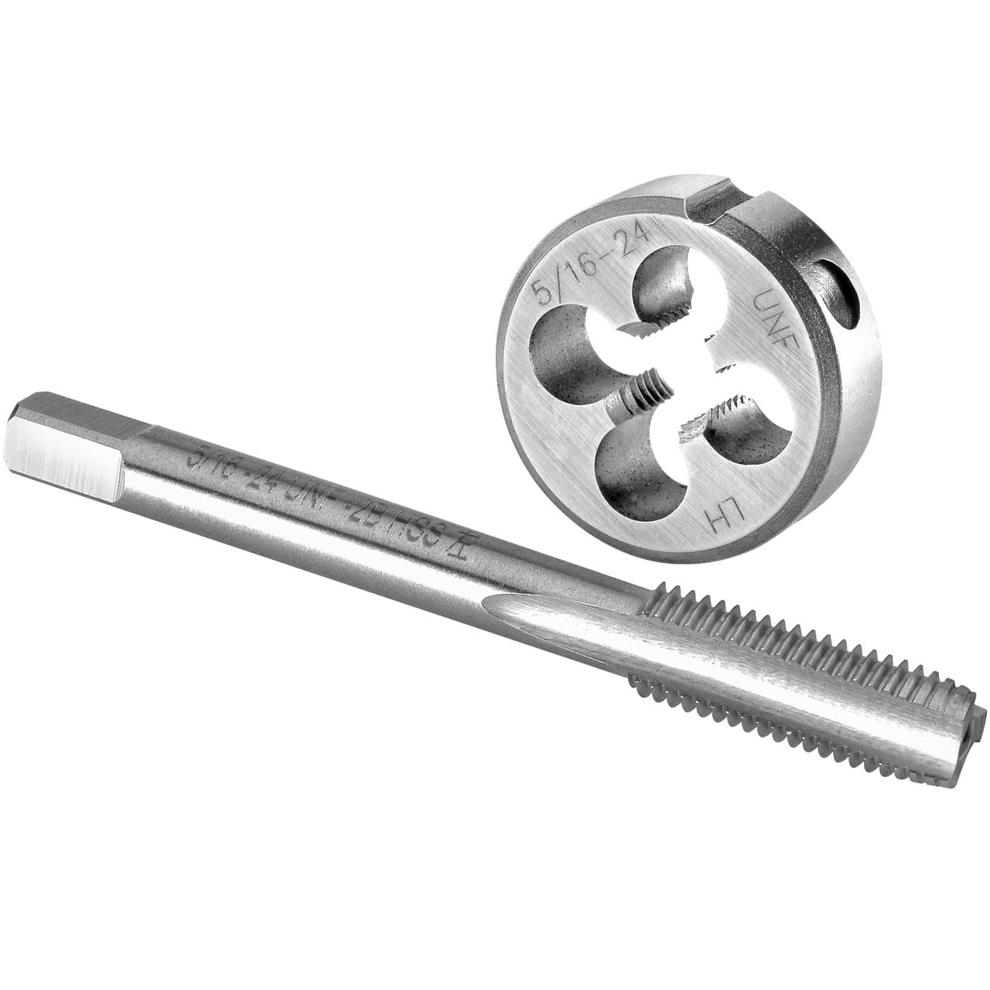 Burkit 51624 UNF Tap and Die Set Left Hand 516 x 24 UNF Machine Thread Tap and Round Die