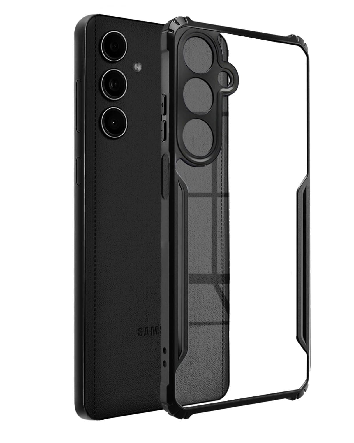 Spazy Case® Samsung Galaxy M55 5G / F55 5G Back Cover | Transparent Crystal Clear Hard PC Back Case with TPU Bumper, Drop Protection Case Cover for Samsung Galaxy M55 5G F55 5G