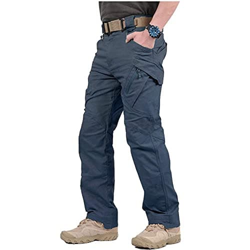 CARWORNIC Gear Men's Hiking Tactical Pants Lightweight Cotton Outdoor Military Combat Cargo Trousers (30W x 30L, Navy Blue)