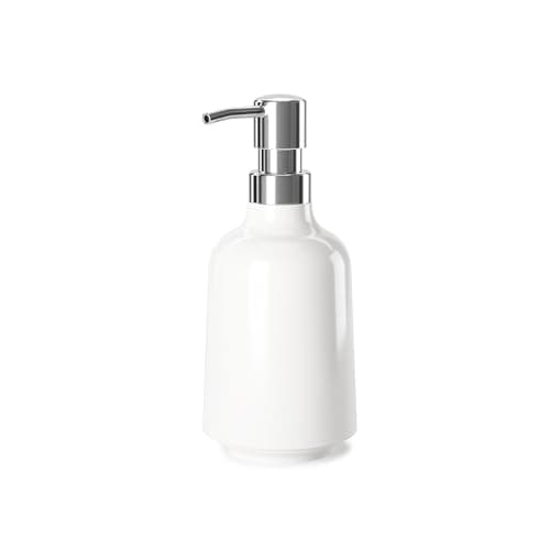 Umbra Step 13 oz 384 ml Liquid Soap Pump Dispenser Also Works with Hand Sanitizer Easy to Refill White