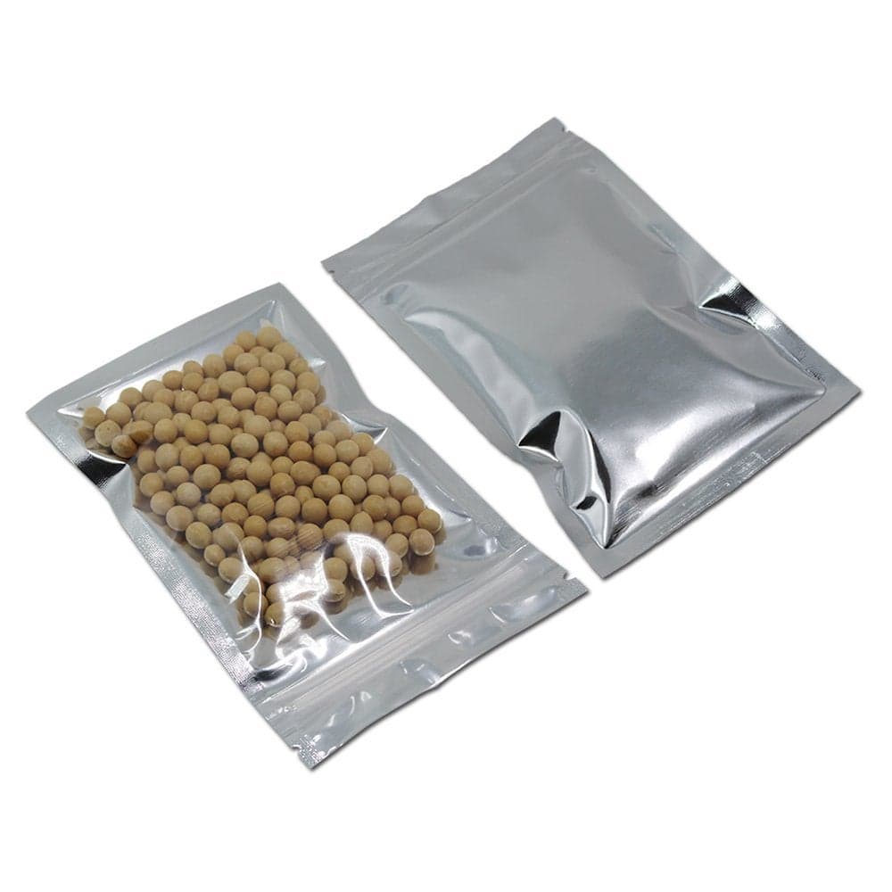 WACCOMT Pack 100 Pcs 12x20 cm 47x79 inch Mylar Foil Bags Clear Front Resealable Heat Seal Food Storage Bags for Zip Bag Reusable Lock Seal Translucent Foil Aluminium Zipper Lock Pouches