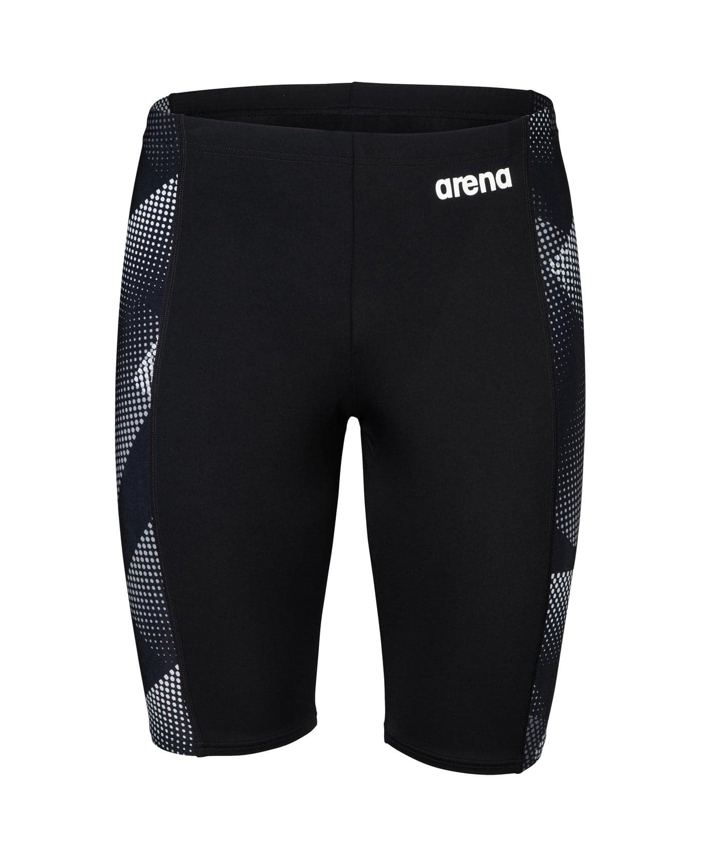ARENA Boys' Swim Jammer Halftone Team Print MaxLife Athletic Swimwear Professional Training Swimsuit Sports Bathing Suit, Black/Team Black, US Size 20