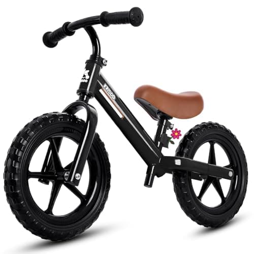 KRIDDO Toddler Balance Bike 2 Year Old Kids Balance Bike for 25 Years Old Dual Bearing for Smoother Riding Adorable Plate Adjustable Seat and Handlebar Toddler Bike Gifts Age 23 Black