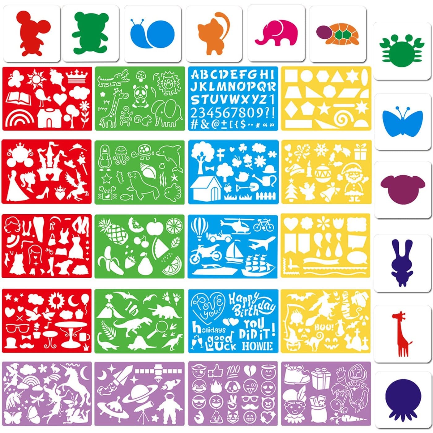 Stencils for Kids 32 pcs Plastic Drawing Stencils Kits Animals Shape Stencils for Kids Boys Grils Crafts School Art Projects