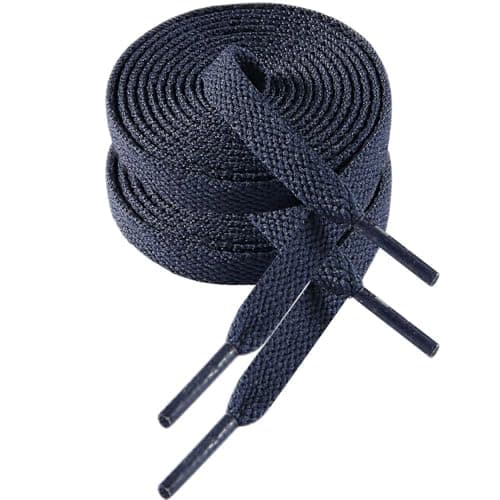 VSUDO 43 Inch Flat Navy Blue Shoe Laces for Sneakers, Shoelaces for Sneakers, Replacements Shoe Strings for Women or Men (2 Pairs-Navy Blue-110CM)