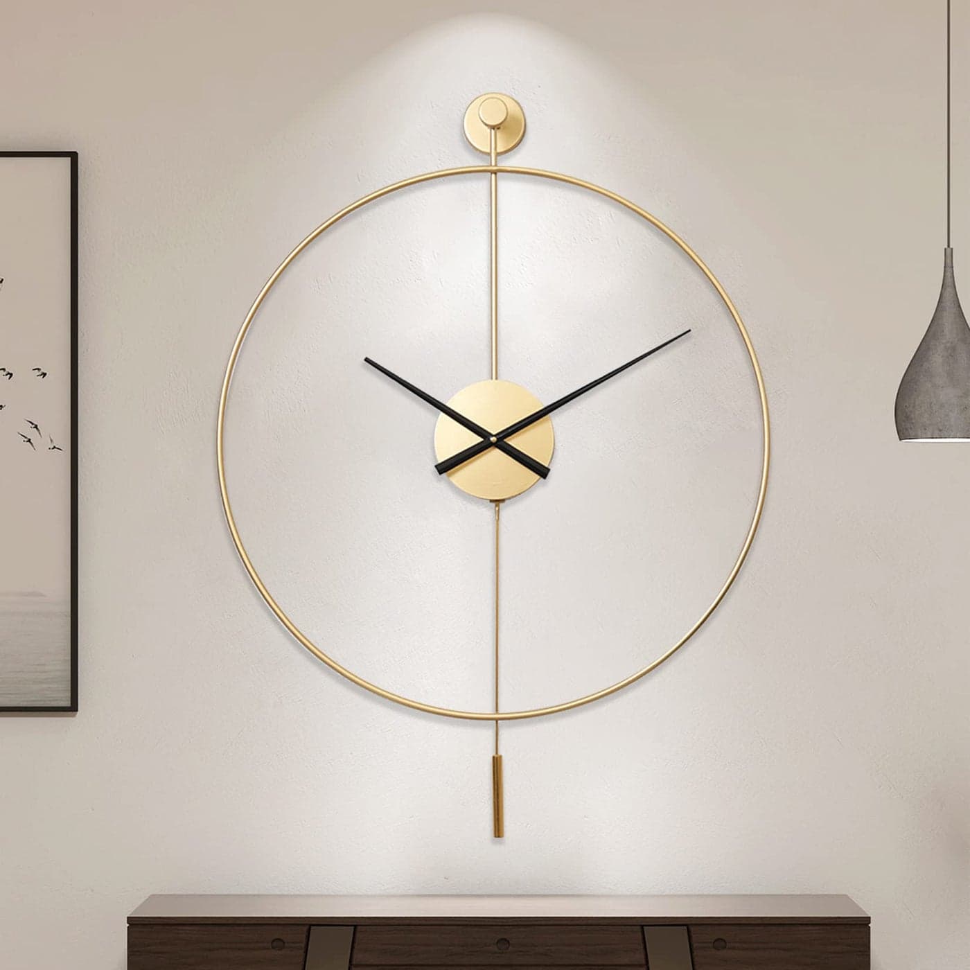 YISITEONE Classical Large Decorative Wall Clock with Pendulum Modern NonTicking Silent Metal Wall Clocks for Living Room Bedroom Study Office 20
