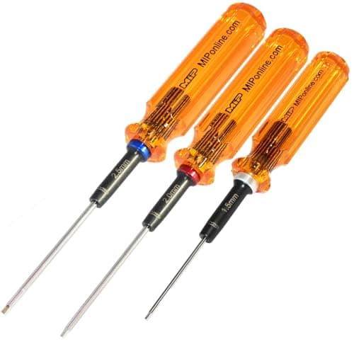 MIP 9602 3-Piece RC Hex Screwdriver Set (1.5mm, 2.0mm, 2.5mm) – Precision Hex Allen Wrenches for RC Cars, Drones, Boats, Helicopters – RC Repair Tool Kit – Made in USA